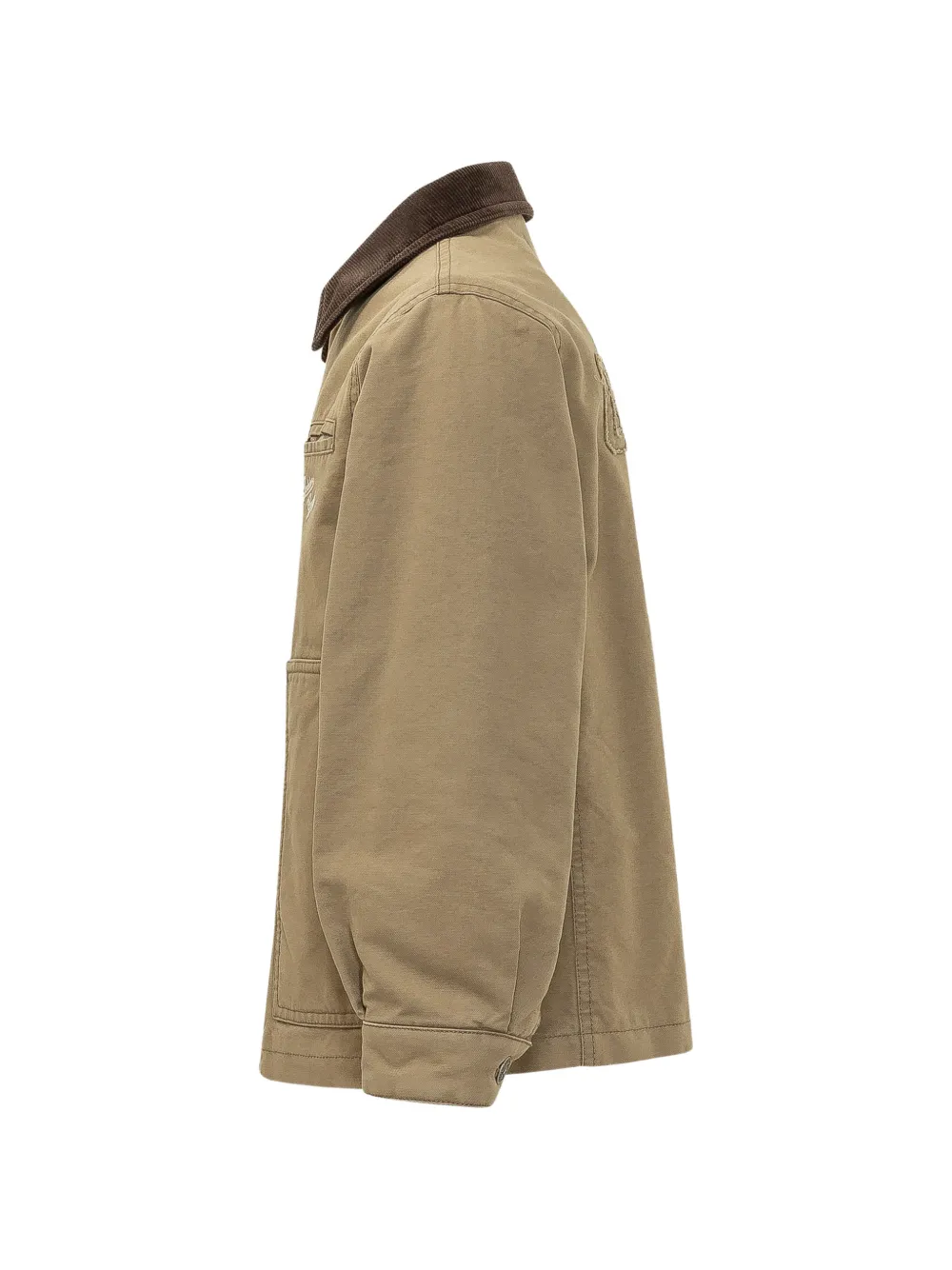 Golden Goose Kids Jack met ribfluwelen kraag en geborduurd logo Beige