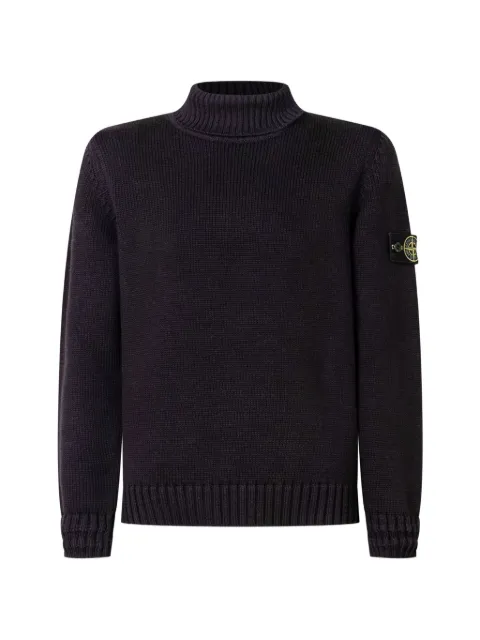 Stone Island Junior logo-patch high-neck sweater