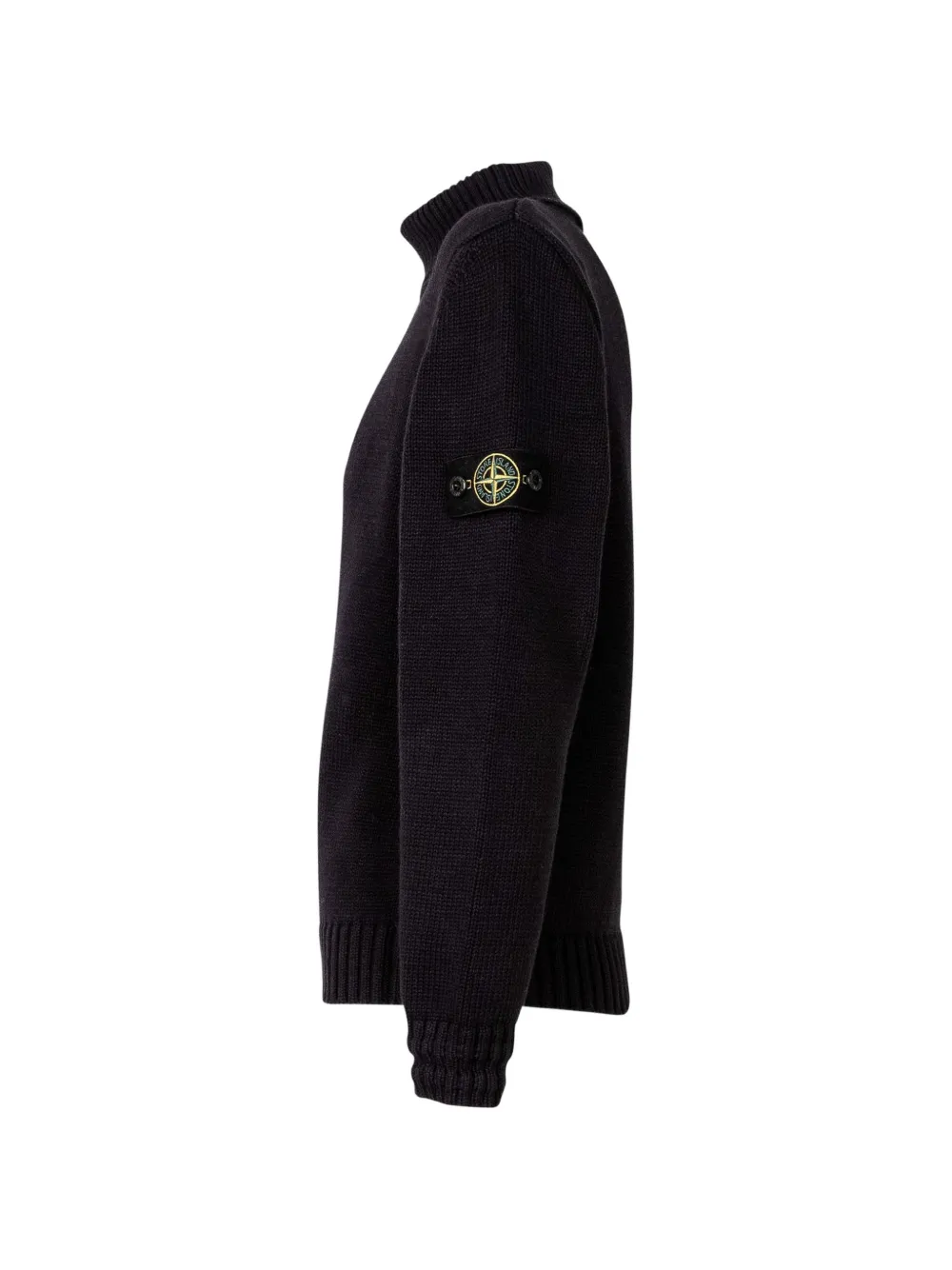 Stone Island Junior Trui met logopatch en hoge hals Zwart