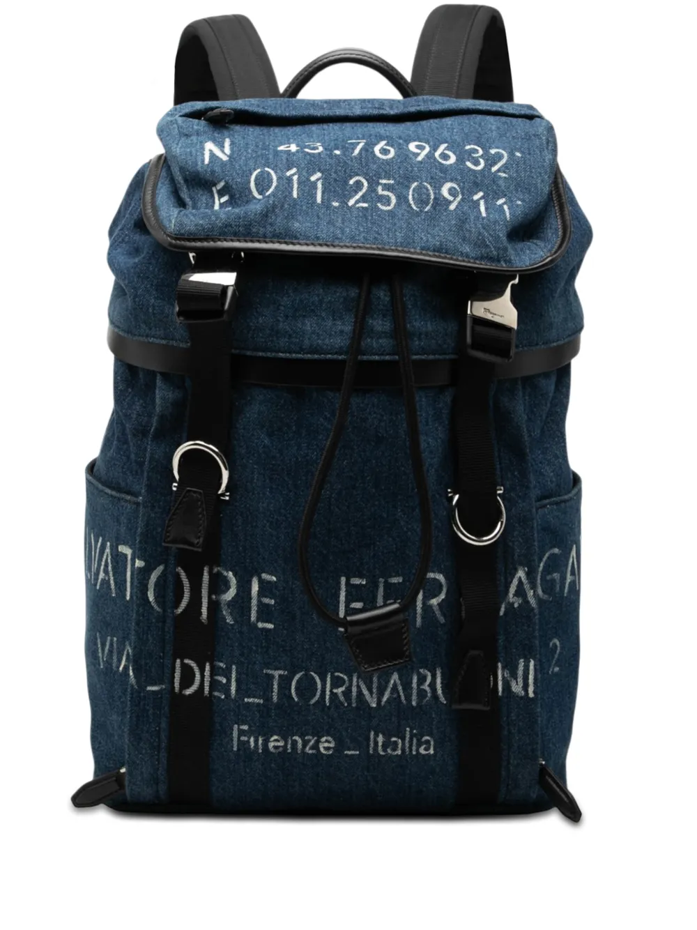 Ferragamo Pre-Owned 2015 Printed Denim backpack - Blue