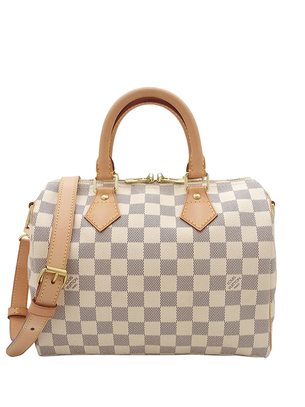 Pre-owned Louis Vuitton 2013 Damier Azur Speedy Bandouliere 25 Satchel In White