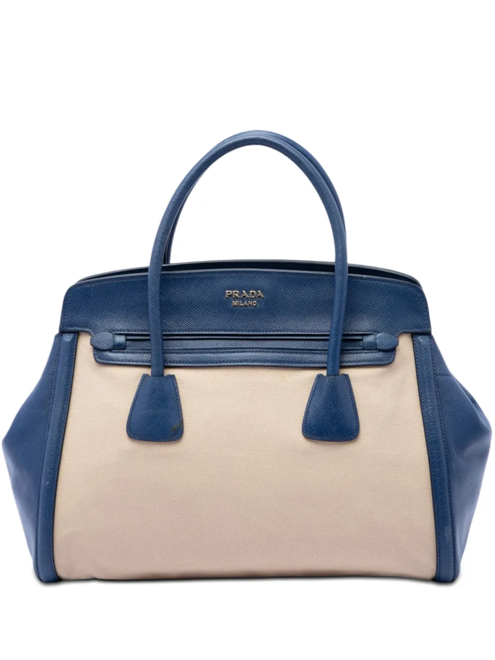 Prada Pre-Owned 2013-2026 Saffiano Cuir Trimmed Canapa Satchel-Tasche - Blau