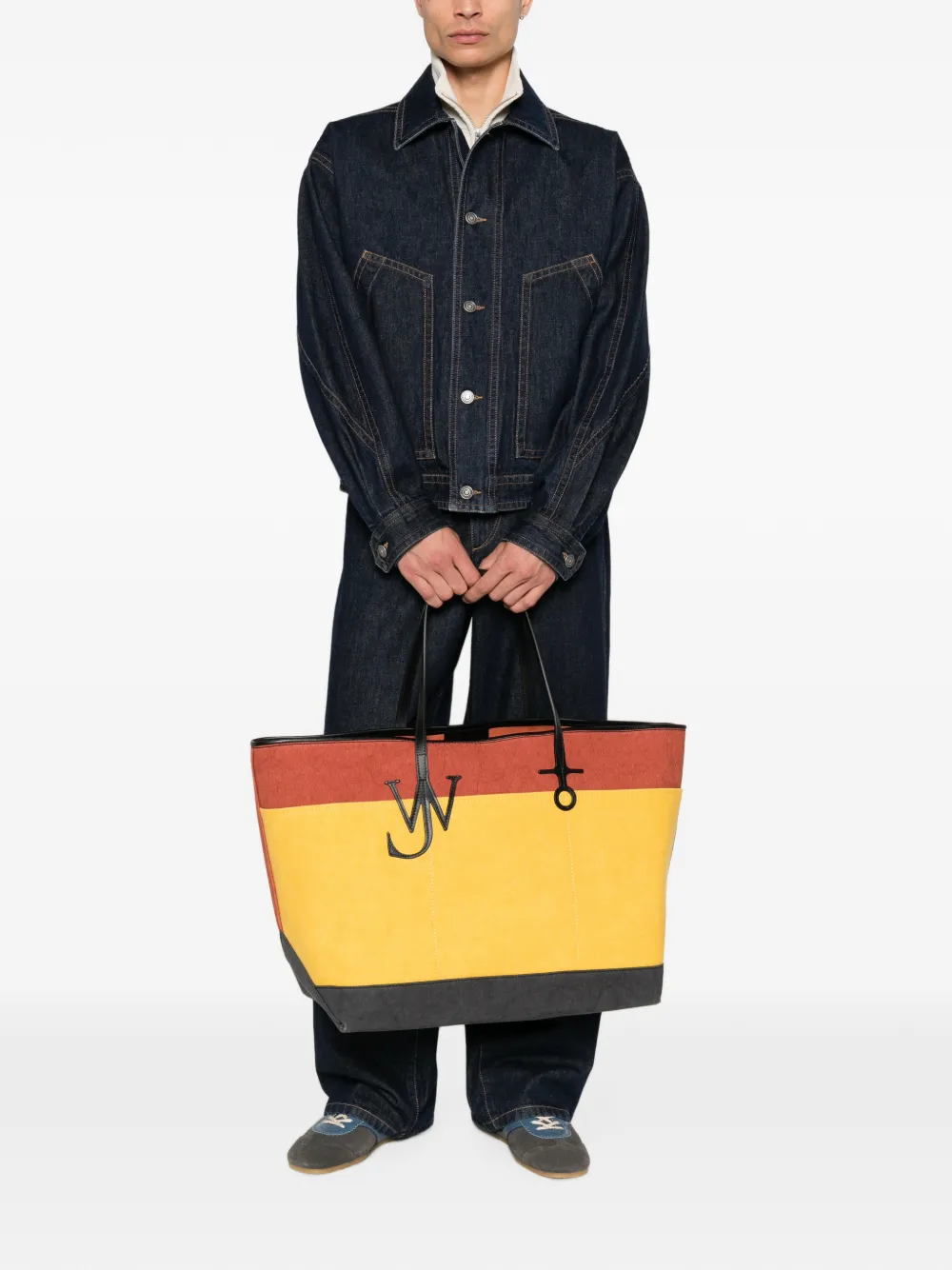 JW Anderson Shopper met colourblocking en logo-hanger Geel