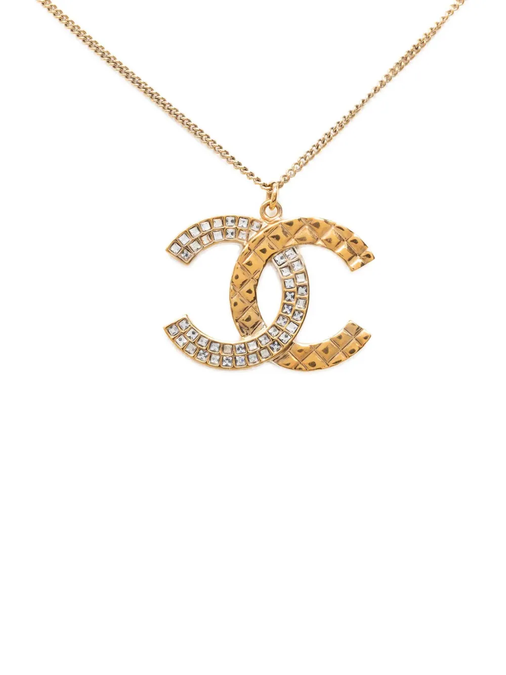 CHANEL Pre-Owned 2017 vergoldete Halskette mit Strass-Anhänger