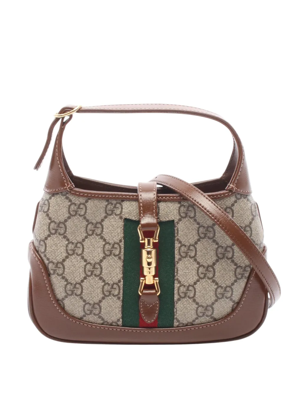 Gucci Pre-Owned Borsa a tracolla Jackie 1961 mini in tessuto GG Supreme con decorazione Web 2016-2026 - Toni neutri
