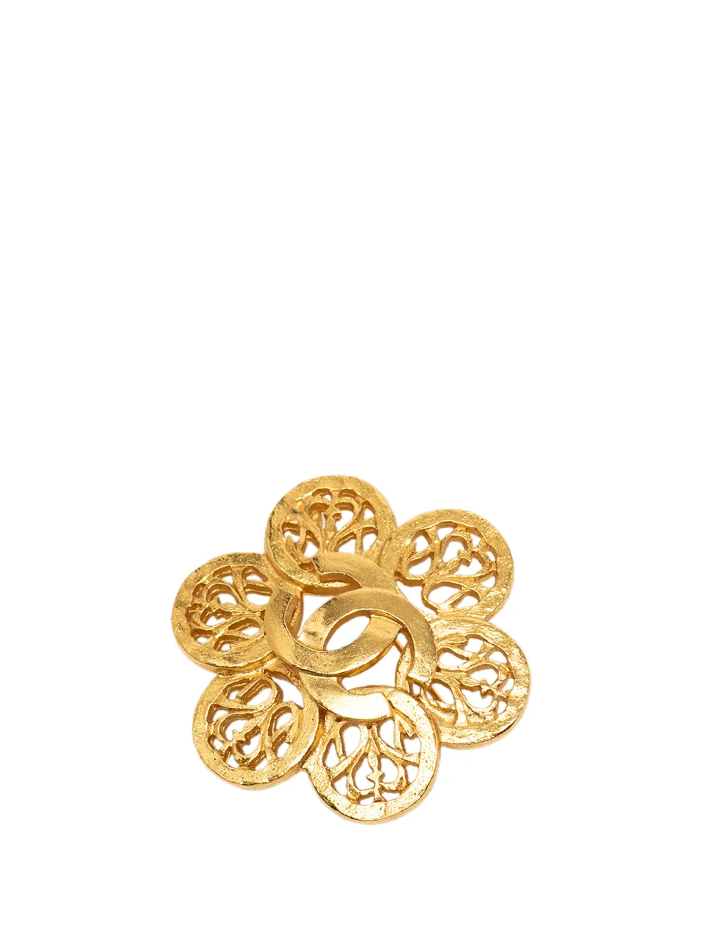 CHANEL Pre-Owned 1996 CC Gold Plated Flower Brooch costume brooch