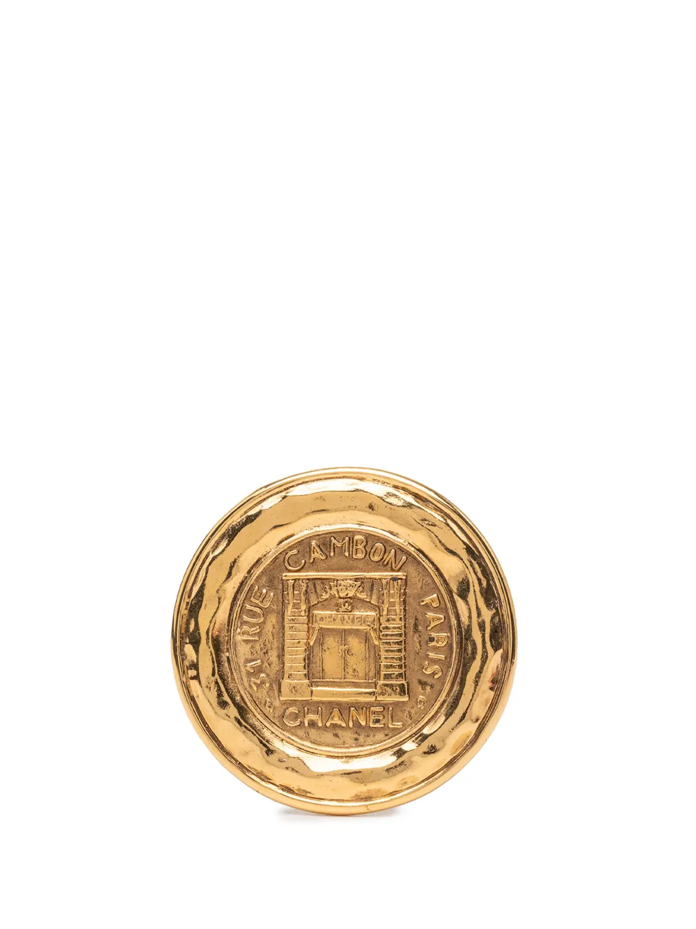 CHANEL Pre-Owned Spilla a medaglione 31 Rue Cambon placcata oro 1970-1980