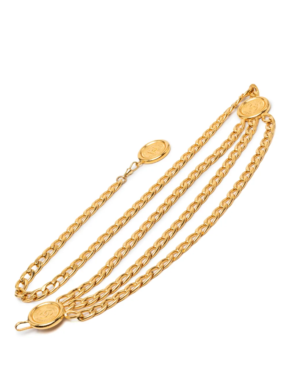 CHANEL Pre-Owned 1950-1970 Gold Plated CC Medallion Triple Chain belt