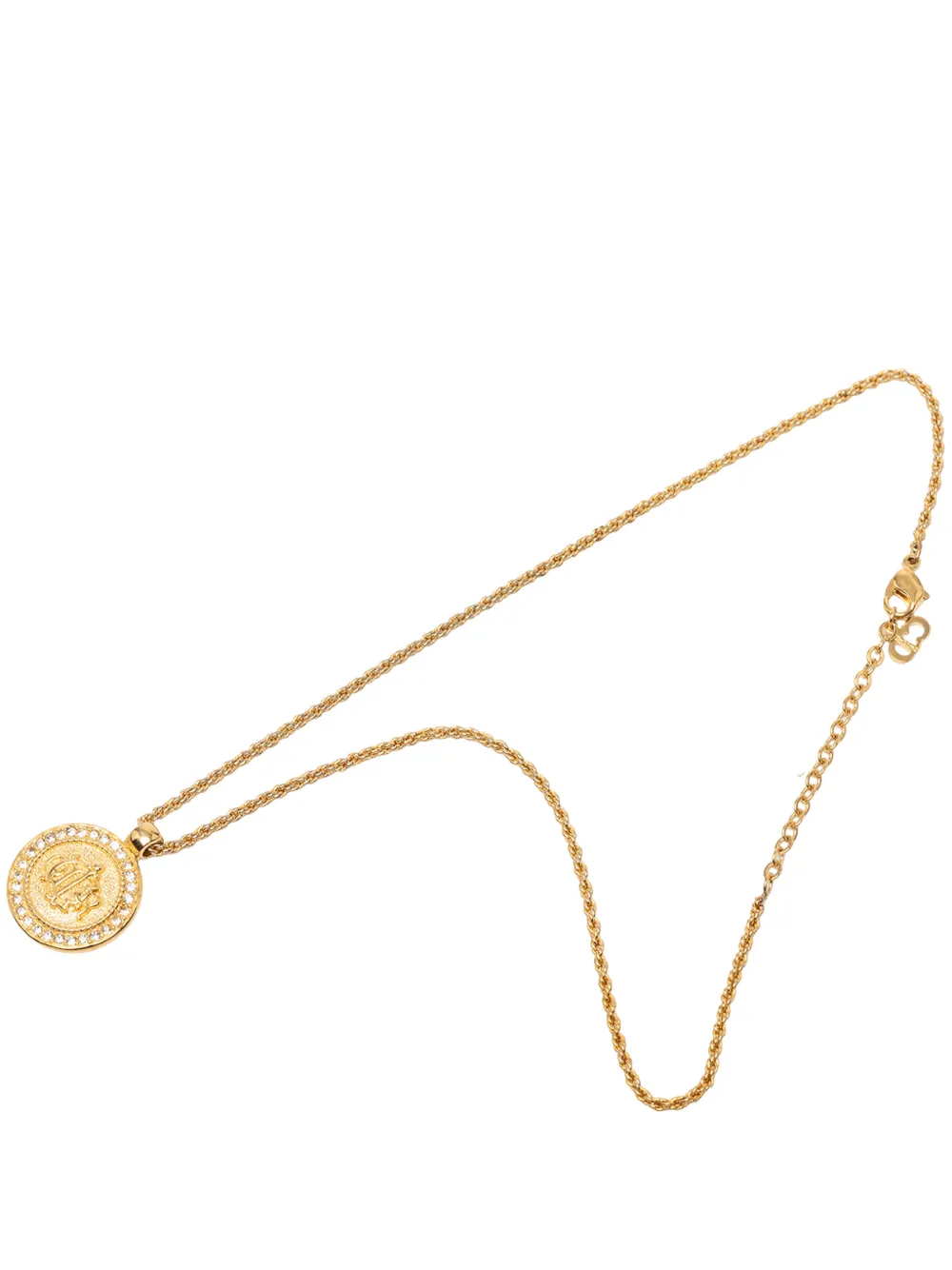 Christian Dior Pre-Owned 20th Century Gold Plated Strass Medallion Pendant Necklace costume necklace