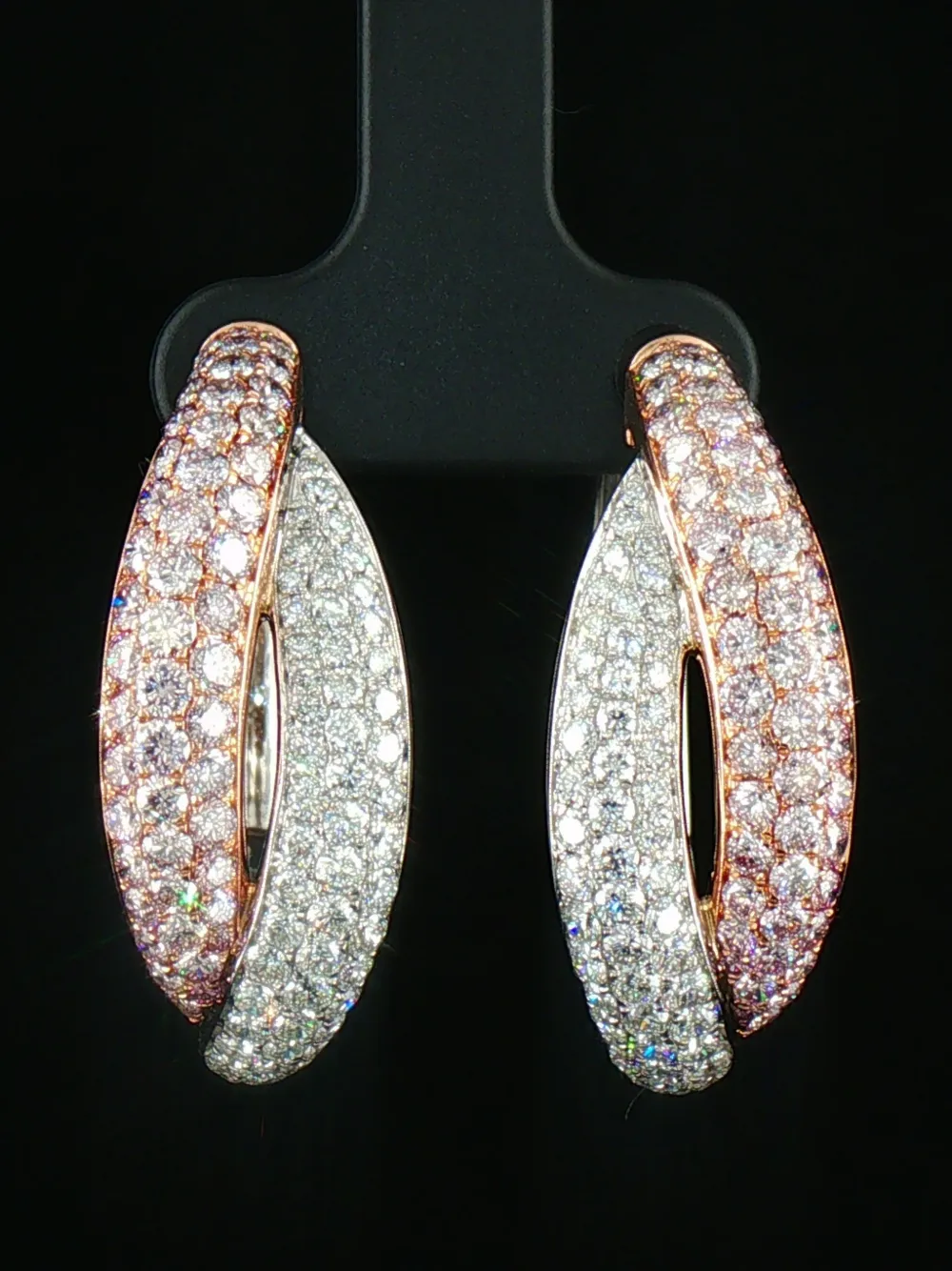 HYT Jewelry pink and white diamond hoop earrings - Silber