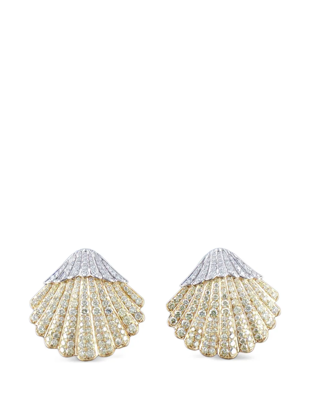 HYT Jewelry yellow and white diamond shell earrings - Oro