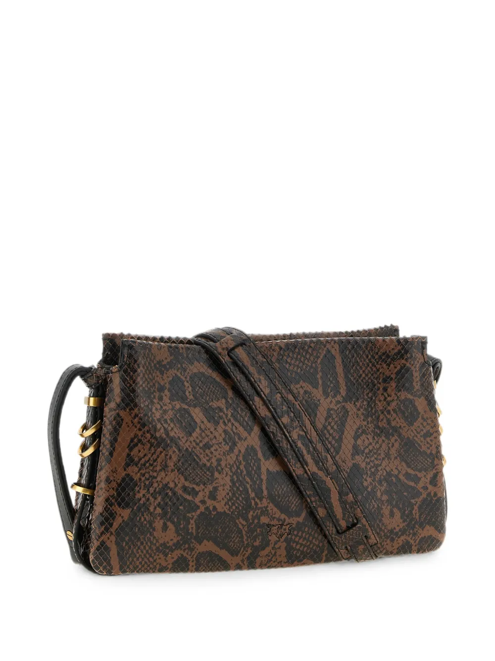 PINKO Love Birds leren crossbodytas met python-print Bruin