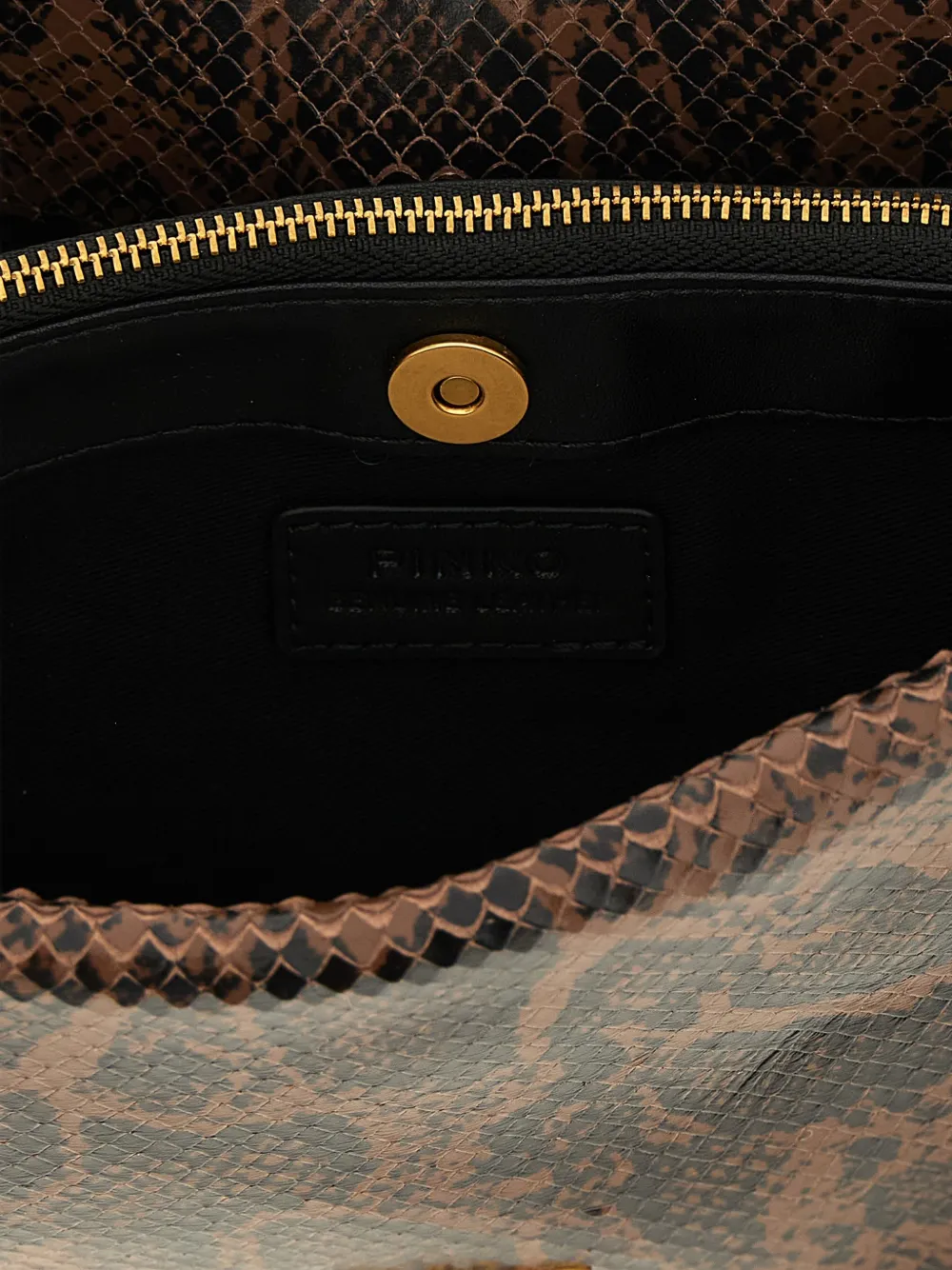 PINKO Love Birds leren crossbodytas met python-print Bruin