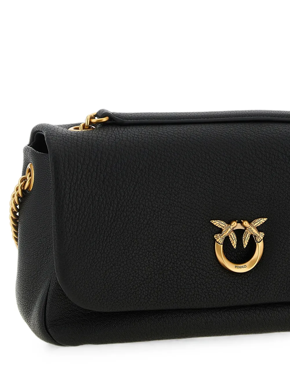 PINKO Love Birds leren schoudertas Zwart