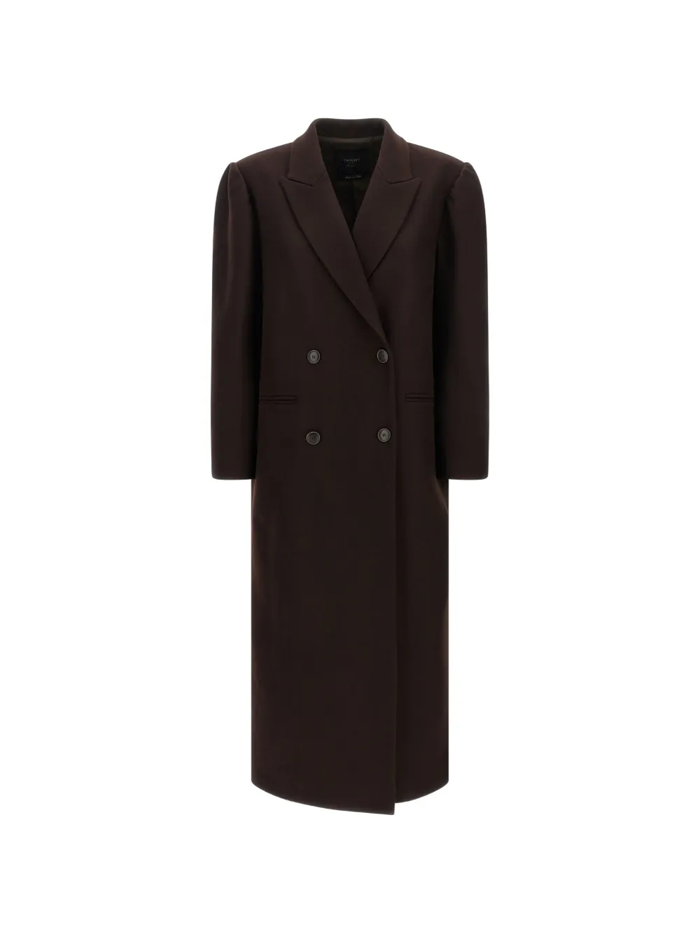 TWINSET double-breasted puff-sleeve coat - Braun