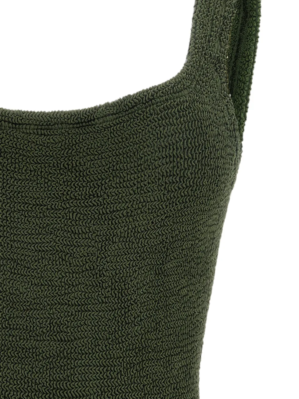 Hunza G crinkle-effect square-neck swimsuit Groen