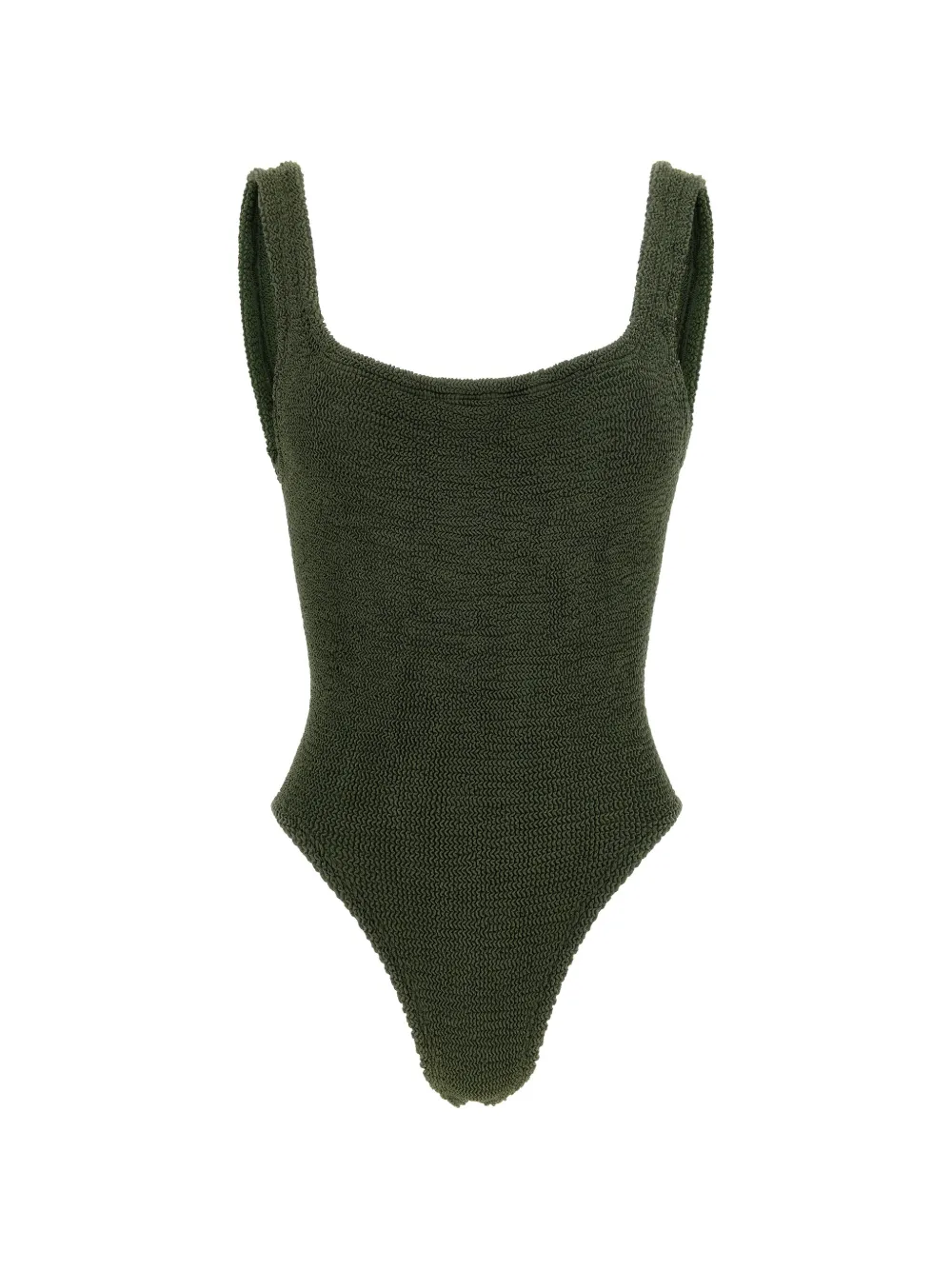 Hunza G crinkle-effect square-neck swimsuit - Verde