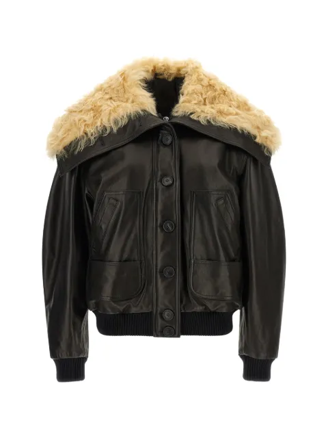 The Attico contrast-collar leather jacket