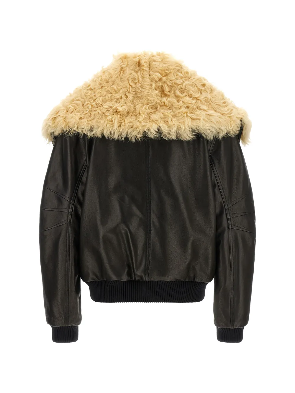 The Attico contrast-collar leather jacket Zwart