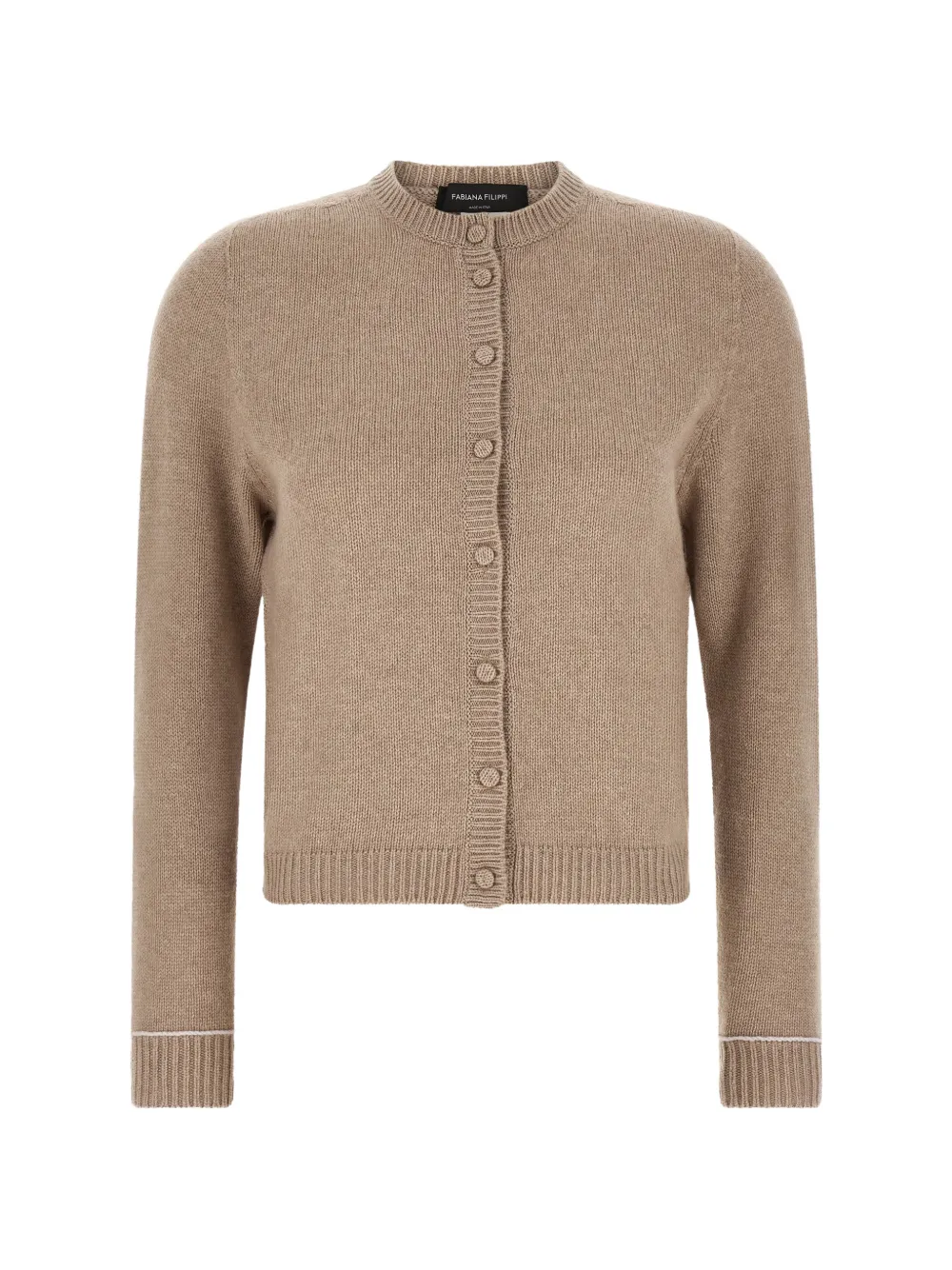 Fabiana Filippi ribbed-trim long-sleeve cardigan - Nude