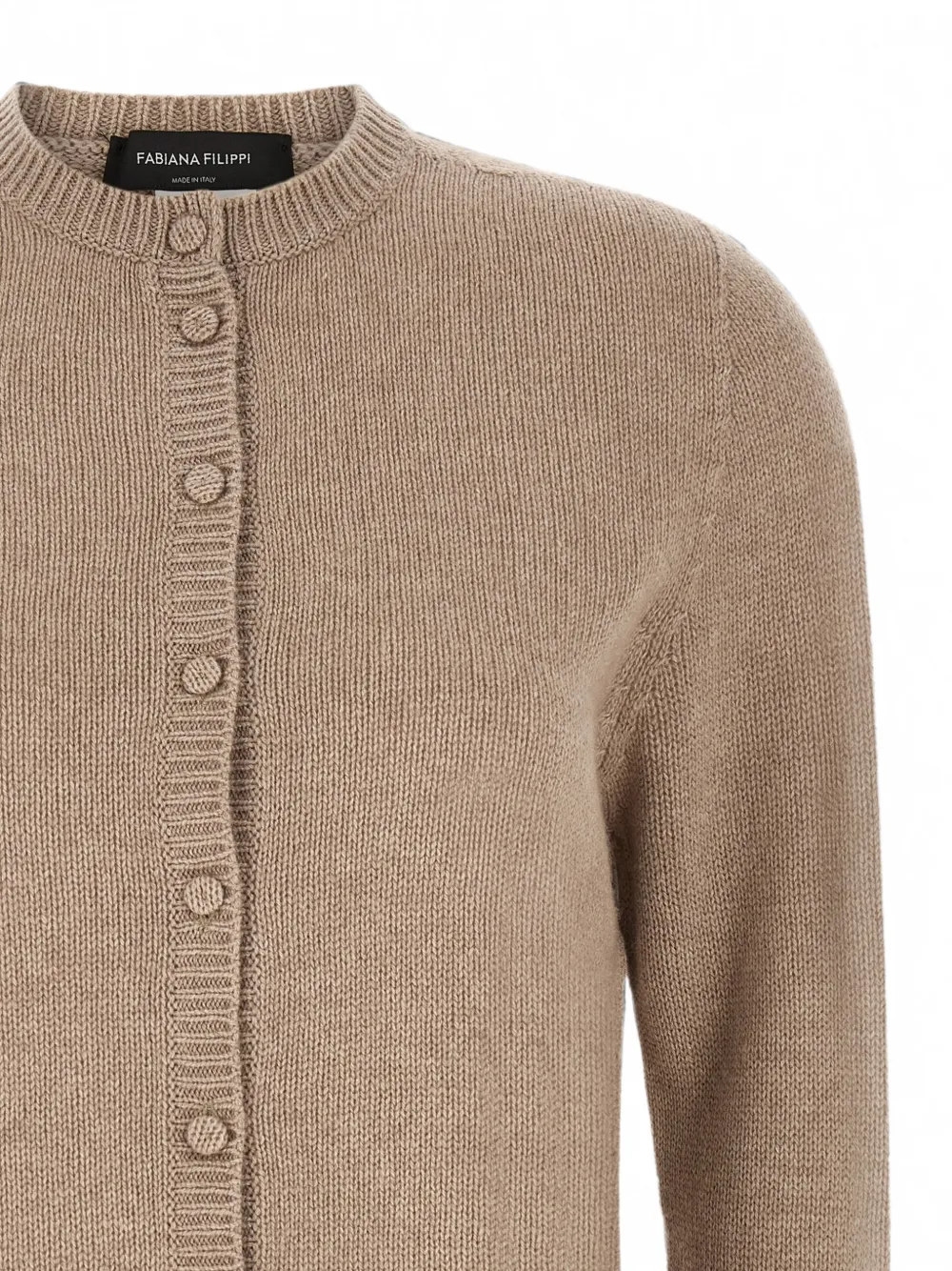 Fabiana Filippi Vest met geribbelde afwerking en knopen Beige