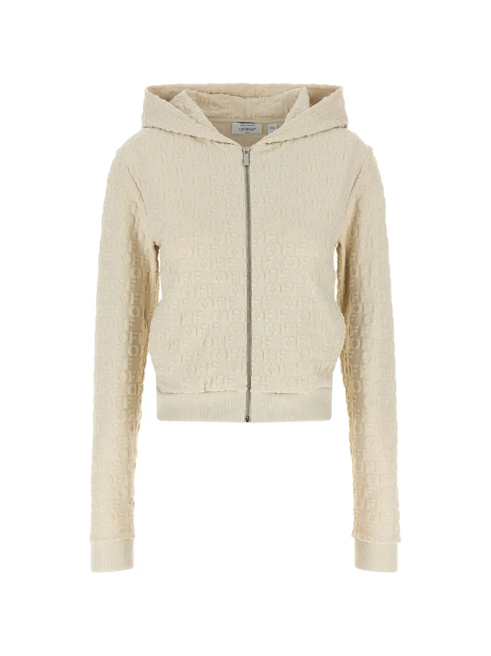 Off-White Terry Off logo-jacquard zip-up hoodie - Neutrals