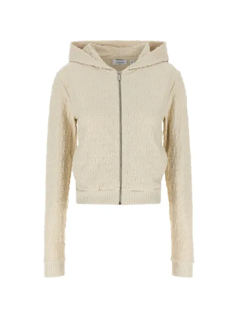 Off-White logo-embossed zip-up hoodie
