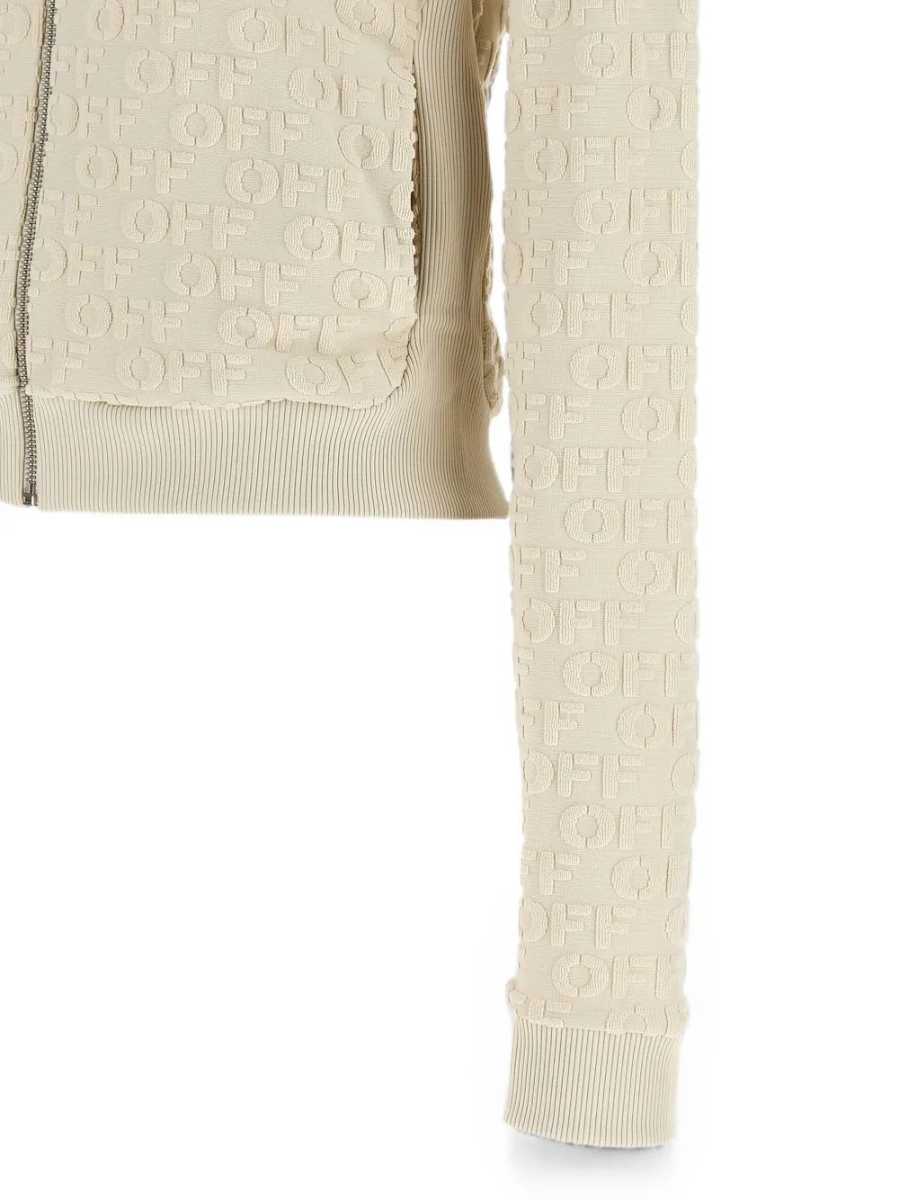Off-White Terry Off hoodie met logo-jacquard en rits Beige