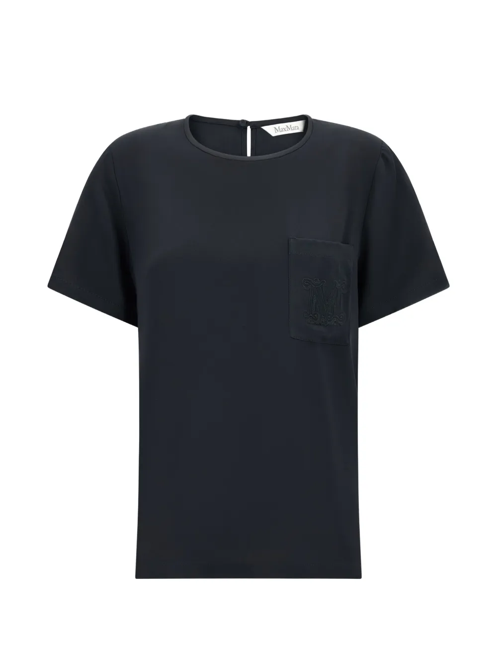 Max Mara MxmPagano logo-embroidered silk blouse - Black