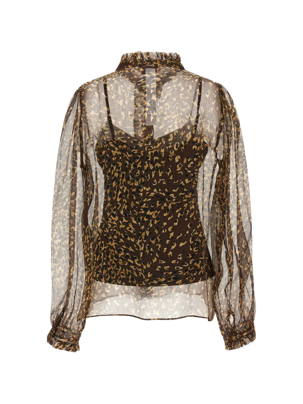 TWINSET animal-print ruffled shirt Bruin