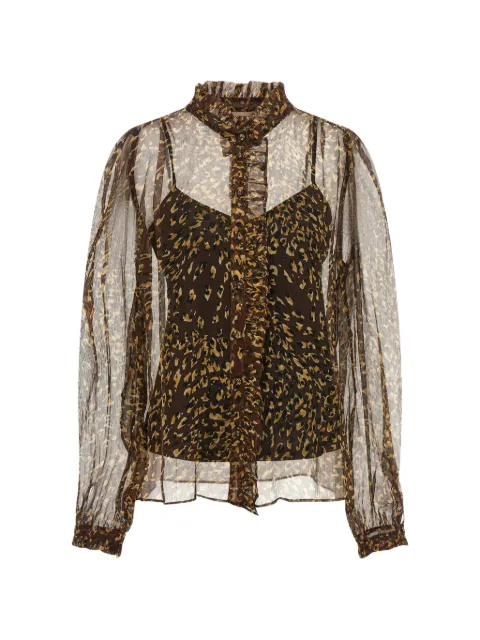TWINSET Camicia con stampa animalier e ruches