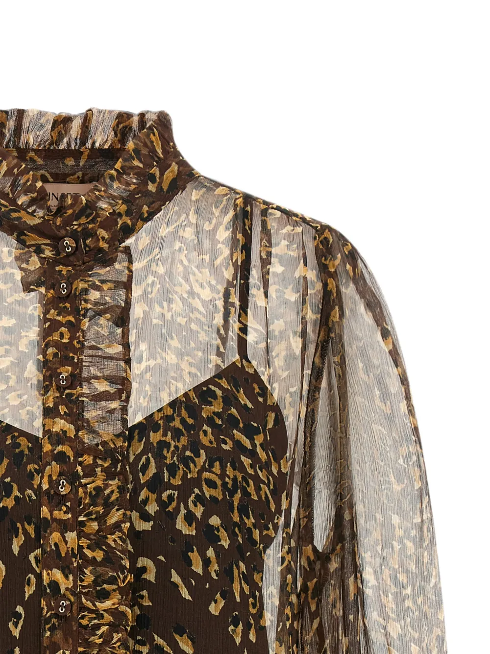 TWINSET animal-print ruffled shirt Bruin