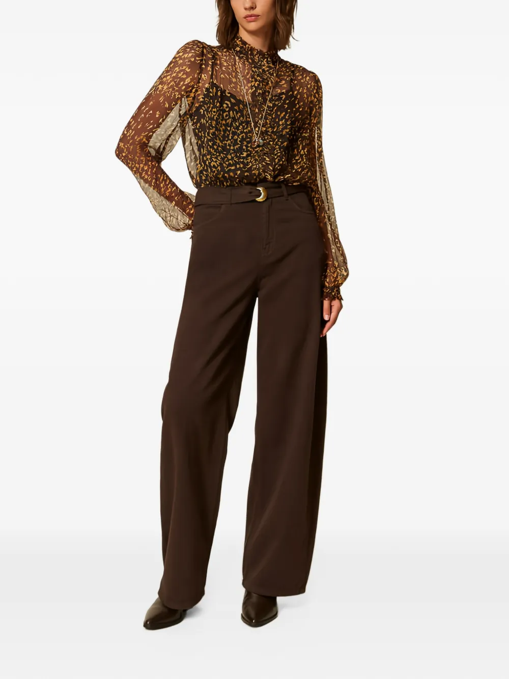 TWINSET Blouse met dierenprint Bruin