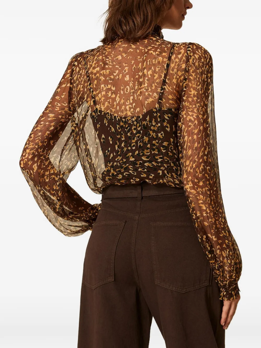 TWINSET Blouse met dierenprint Bruin