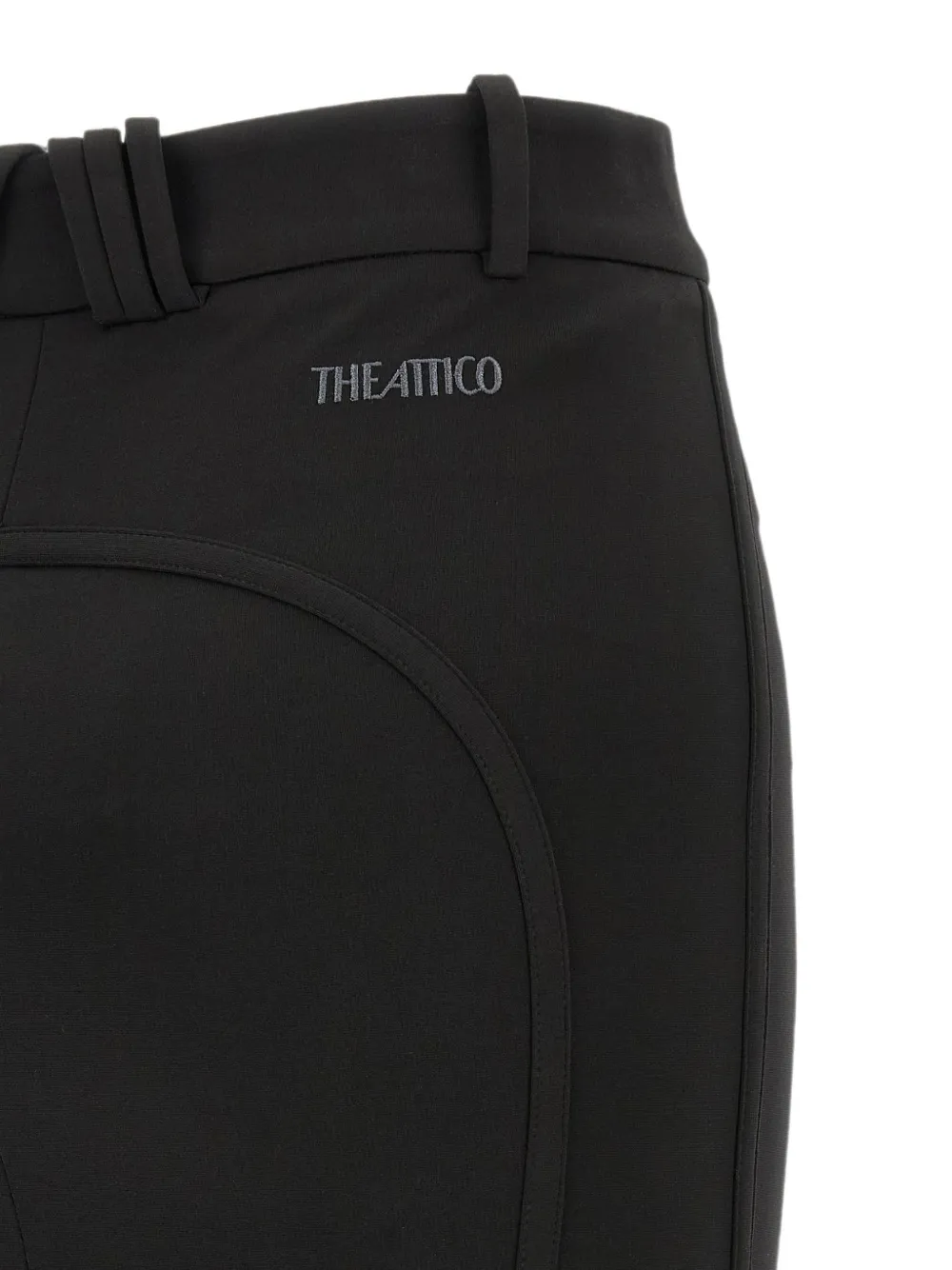 The Attico metal-plate logo-embroidered mini skirt Zwart