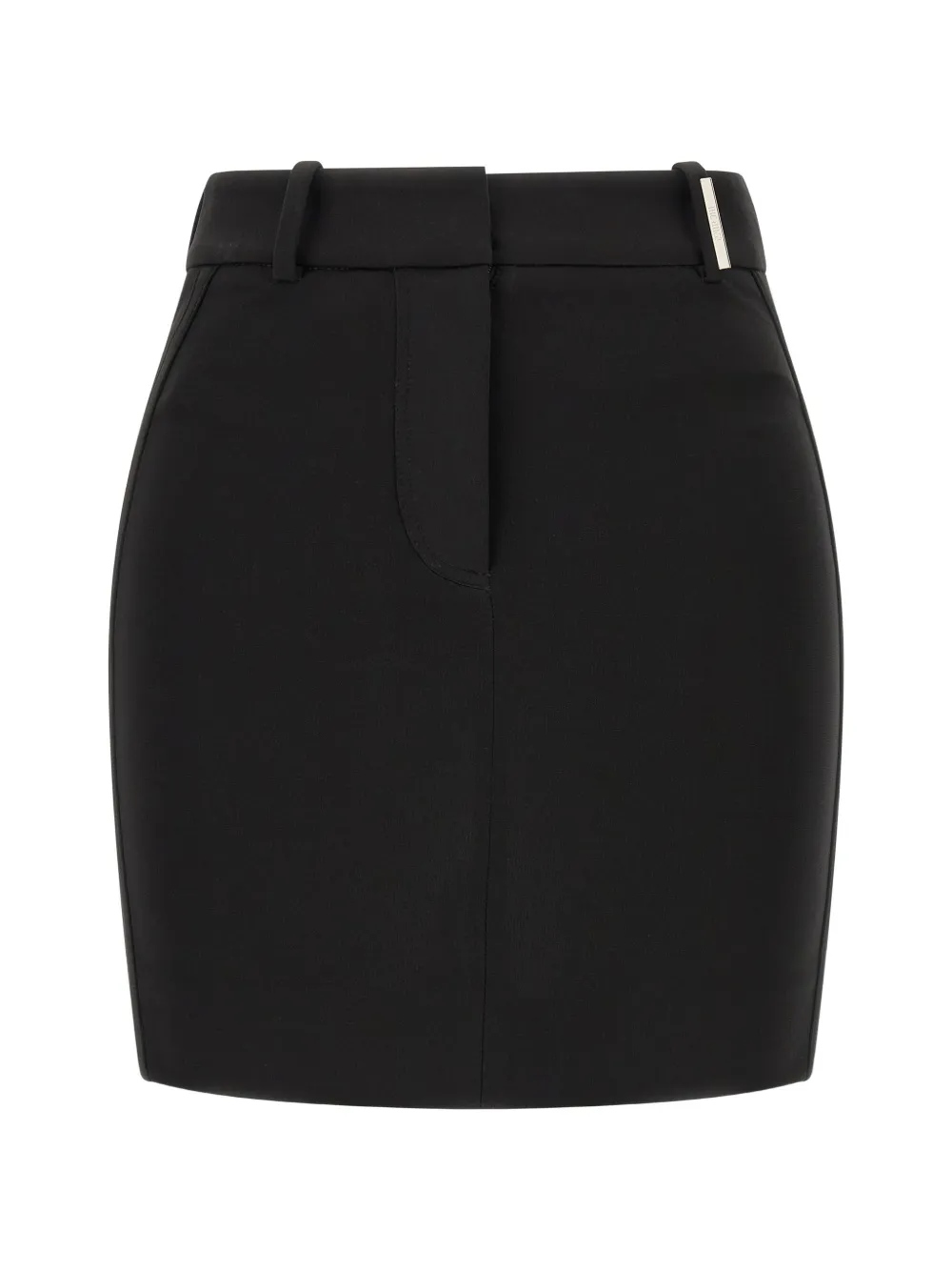 The Attico metal-plate logo-embroidered mini skirt - Nero