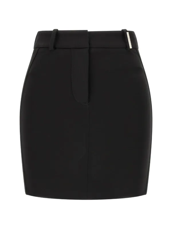 The Attico Metal-plate Logo-embroidered Mini Skirt in Black