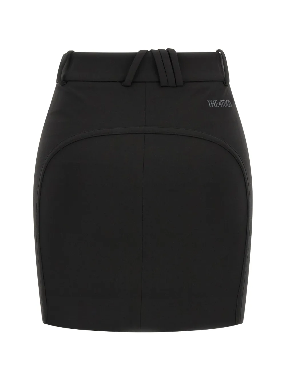 The Attico metal-plate logo-embroidered mini skirt Zwart