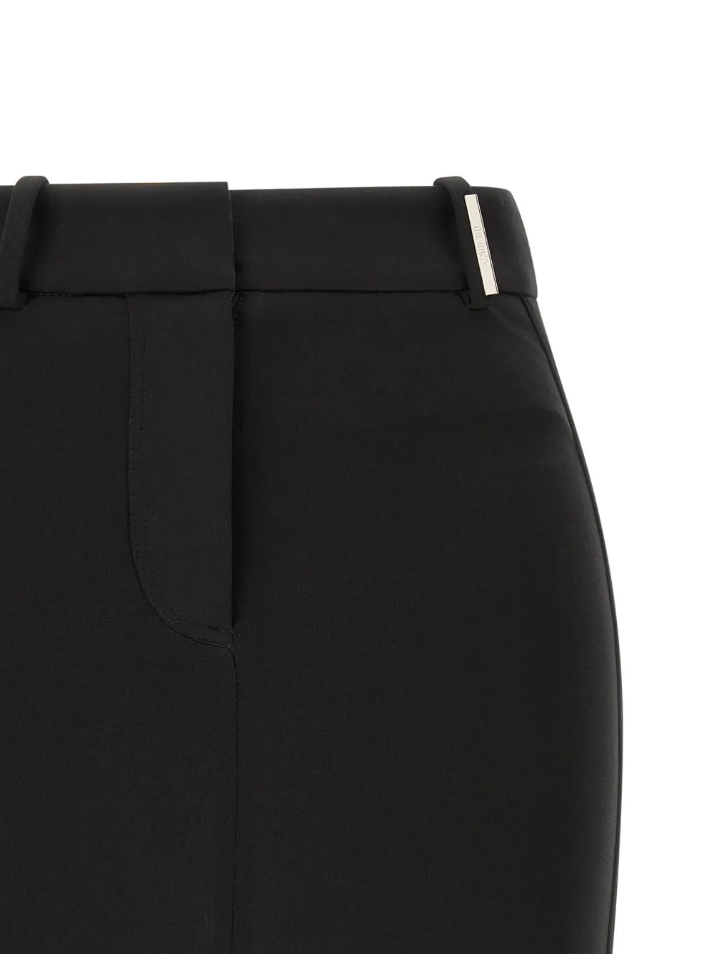 The Attico metal-plate logo-embroidered mini skirt Zwart