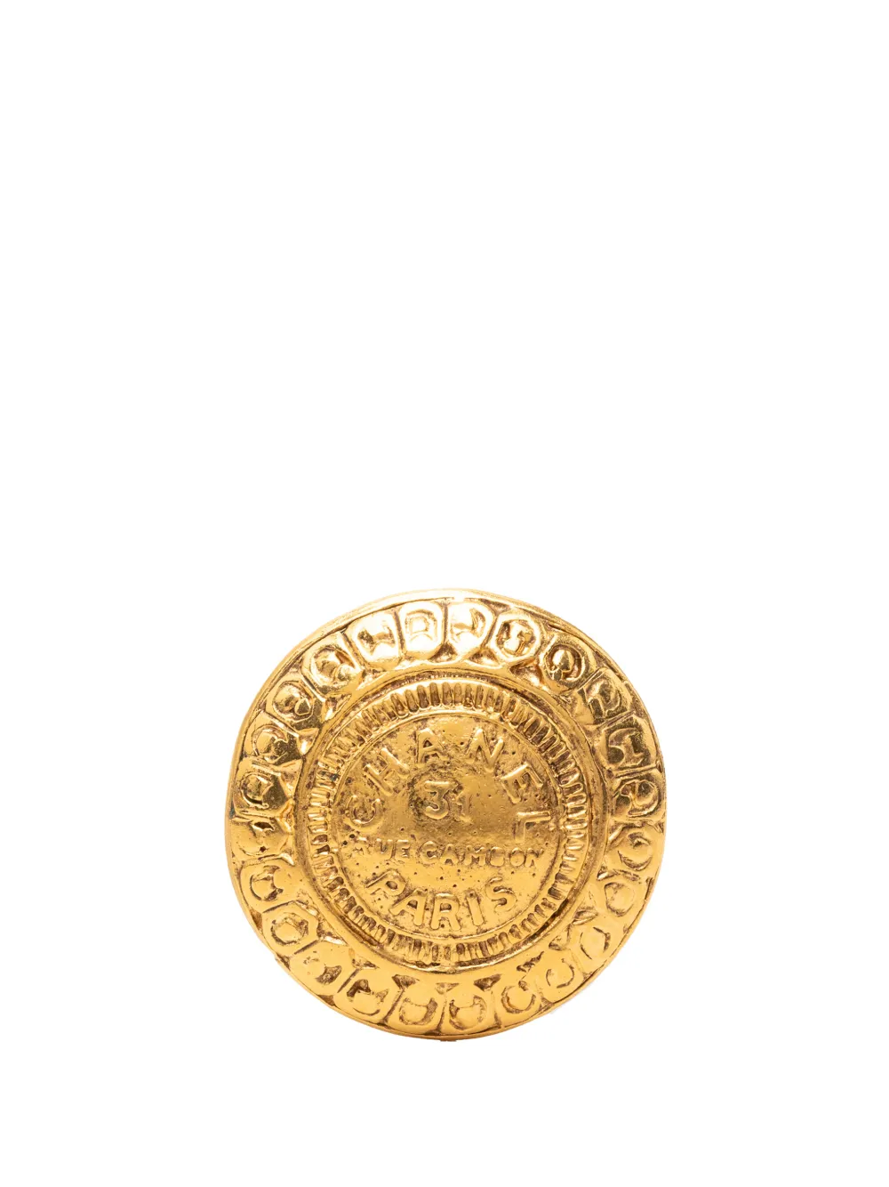 CHANEL Pre-Owned Spilla a medaglione 31 Rue Cambon placcata oro 1970-1980