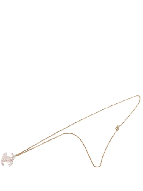 CHANEL Pre-Owned 2004 CC Gold Plated Strass Resin Pendant Necklace costume necklace