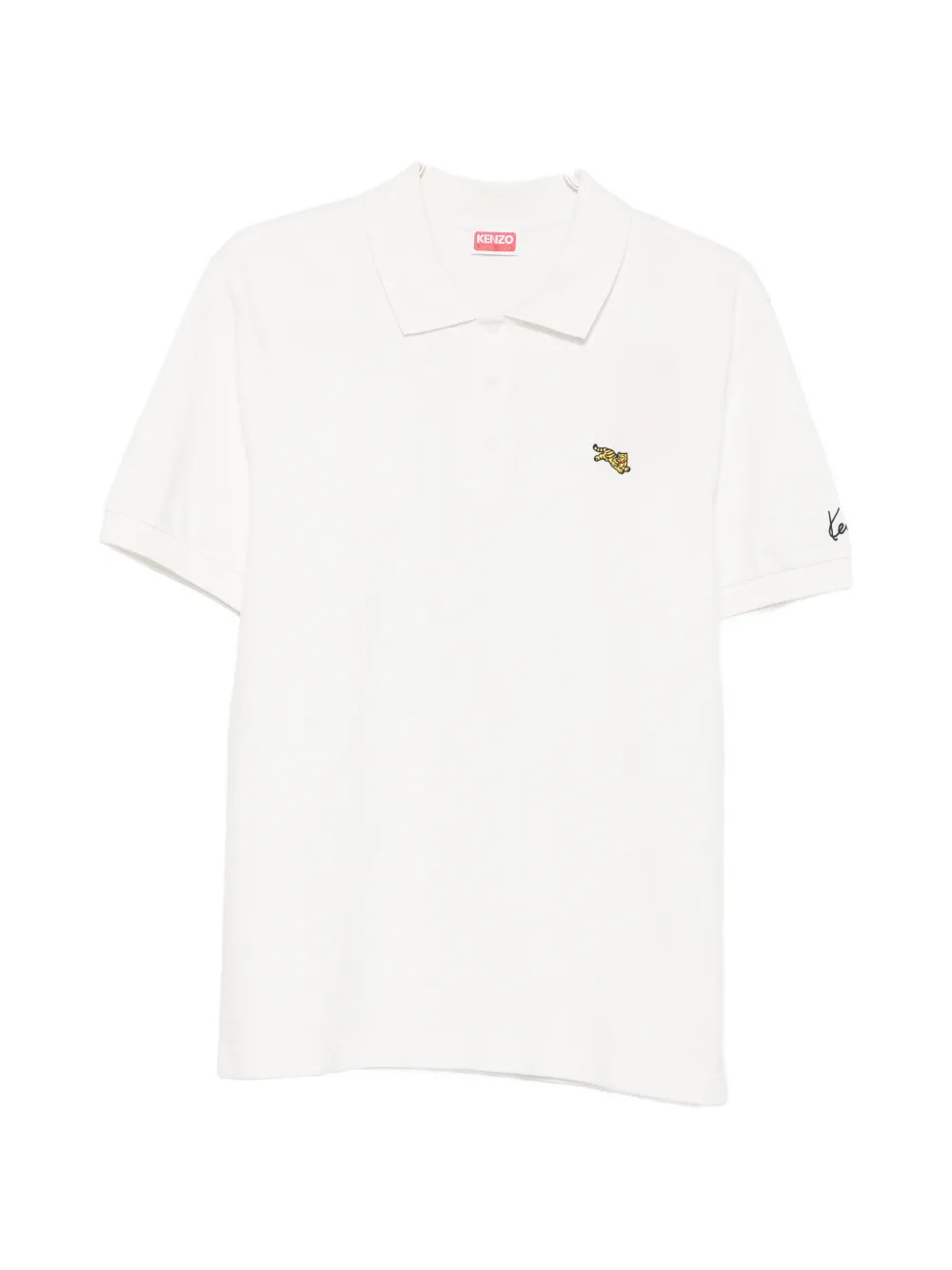Kenzo Tiger-patch Polo Shirt In White