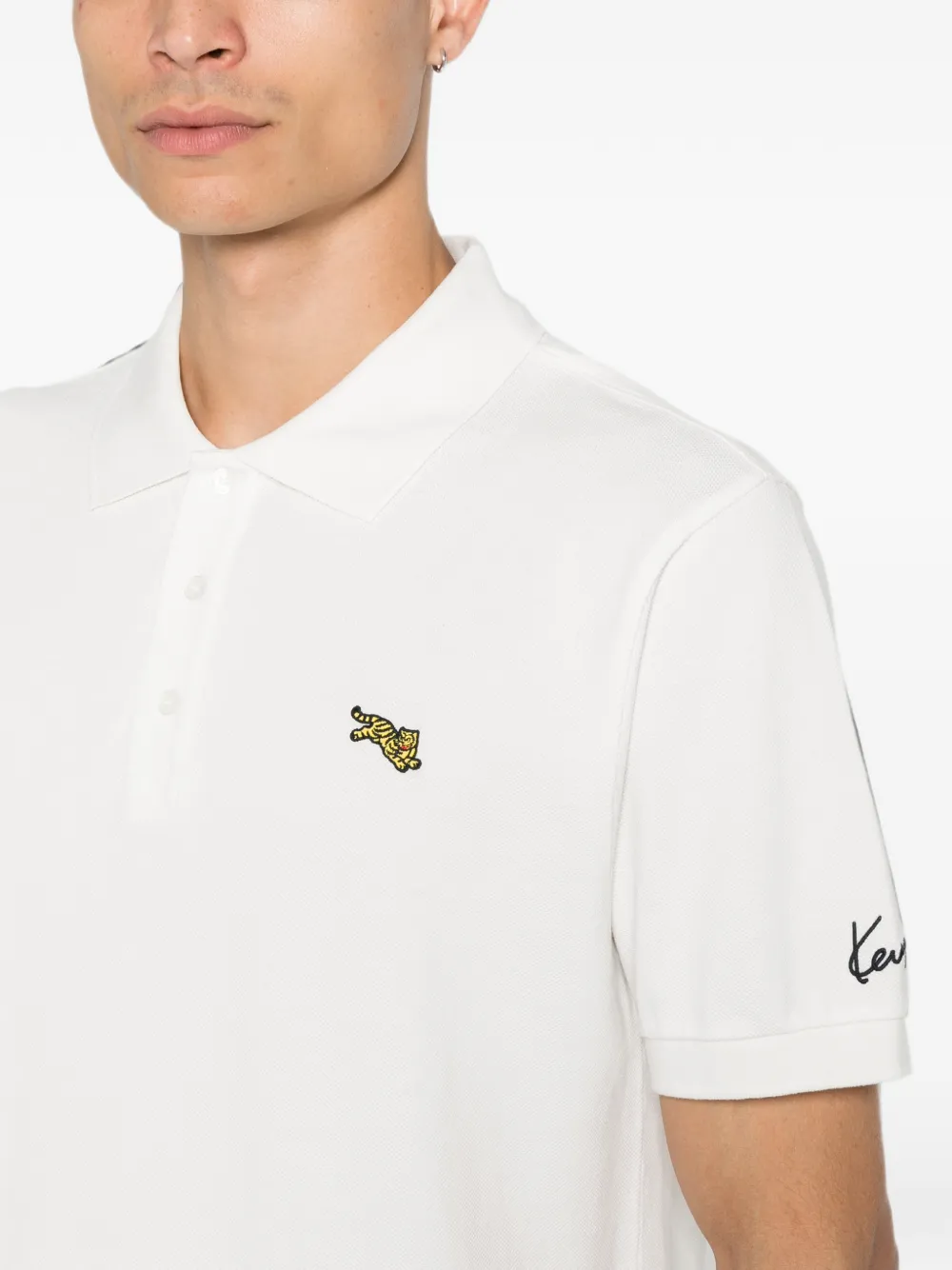 Kenzo Poloshirt met tijgerpatch Wit