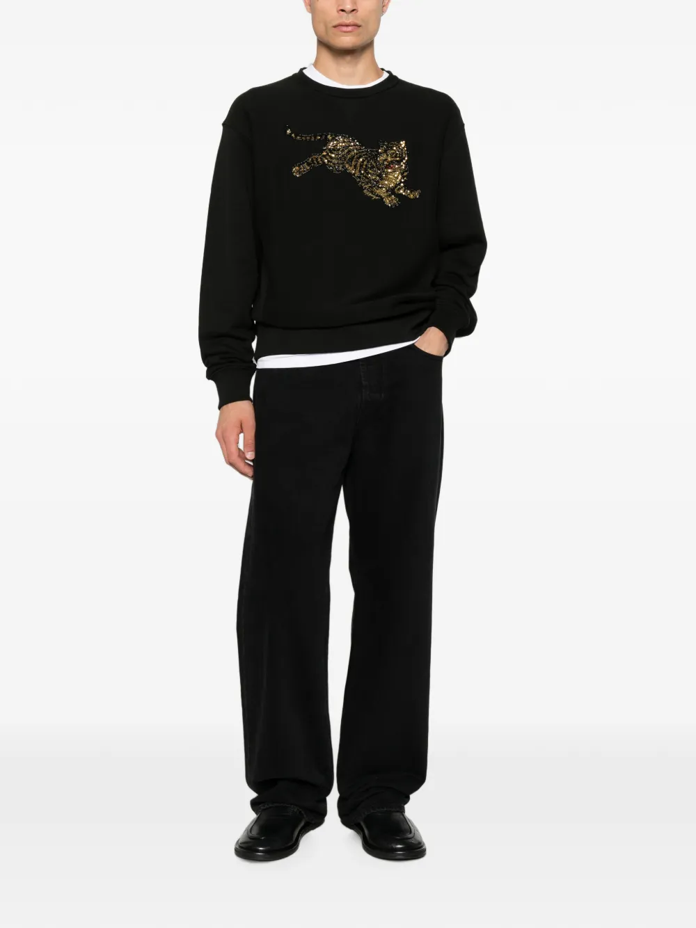 Kenzo Jumping Tiger sweater verfraaid met pailletten Zwart