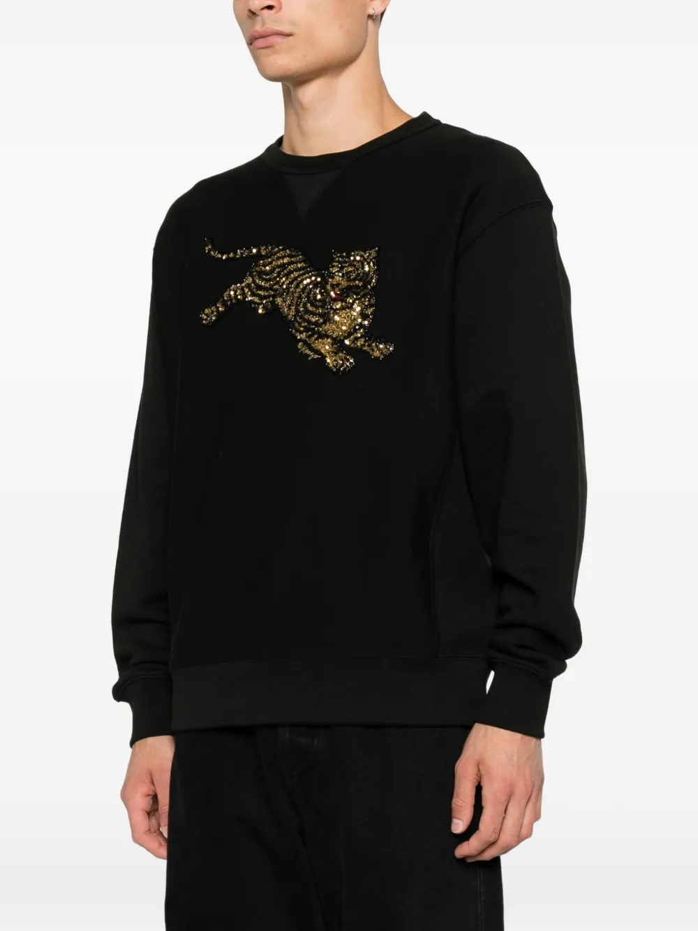 Kenzo Jumping Tiger sweater verfraaid met pailletten Zwart