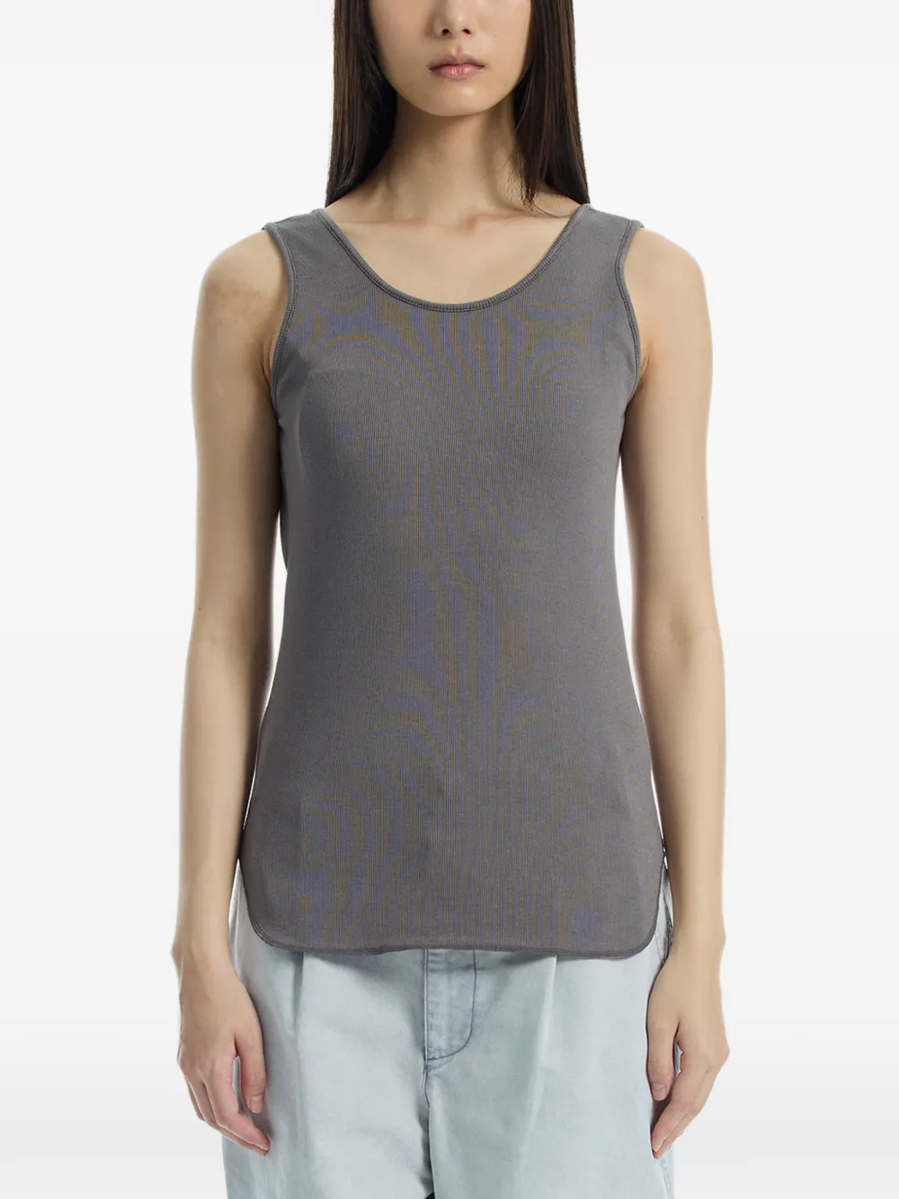 Determ; ribbed scoop-neck tank top - Grigio