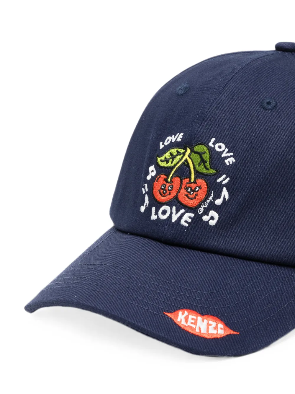 Kenzo Honkbalpet met geborduurde kersen Blauw