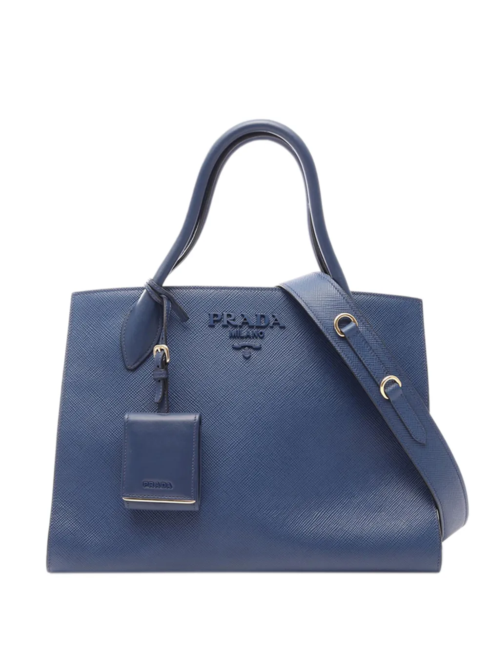 Prada Pre-Owned 2010-2026 mittelgroße Saffiano Cuir Monochrome Satchel-Tasche - Blau