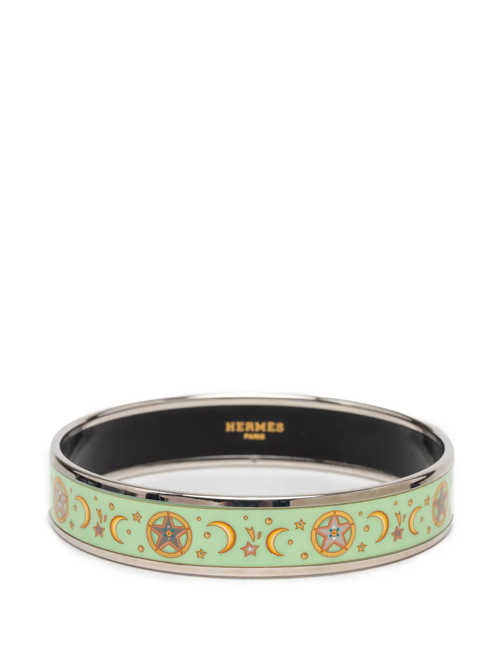 Hermès Pre-Owned 1990-2010 schmaler Moon and Stars Emaille-Armreif 70cm - Grün