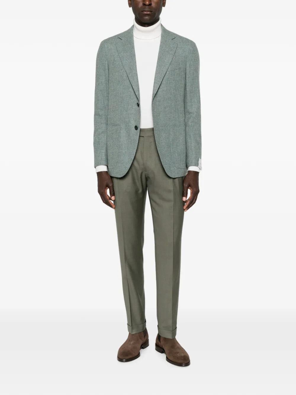 Caruso Blazer met enkele rij knopen Blauw